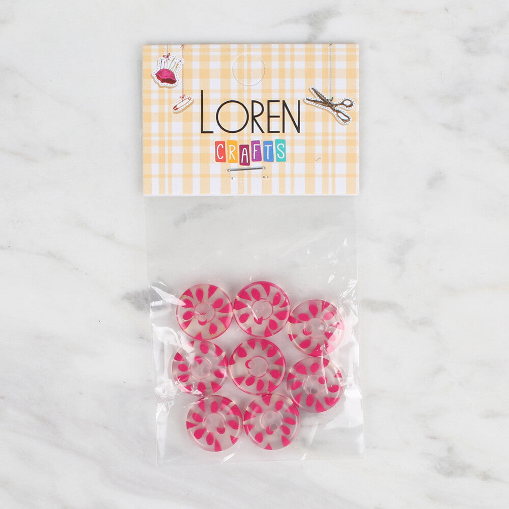 Loren Crafts 8'li Fuşya Düğme - 27